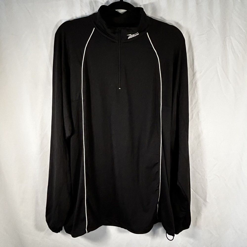 Mizuno Pullover Men's Medium Black Long Sleeve Collared Running Jacket